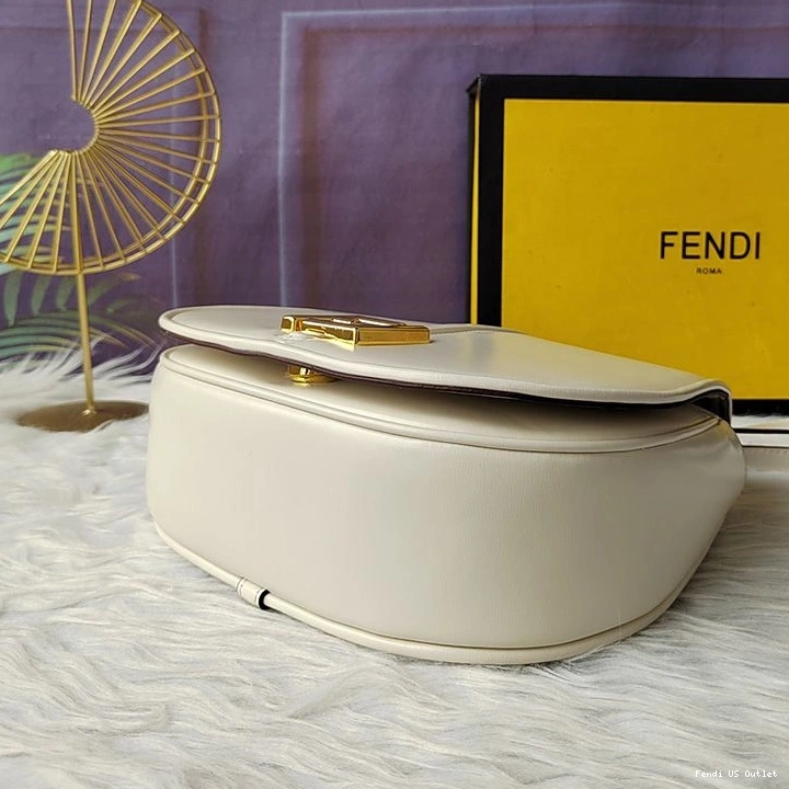 Vintage HOT White Medium Bag Leather C'mon Fendi Calf In 0805